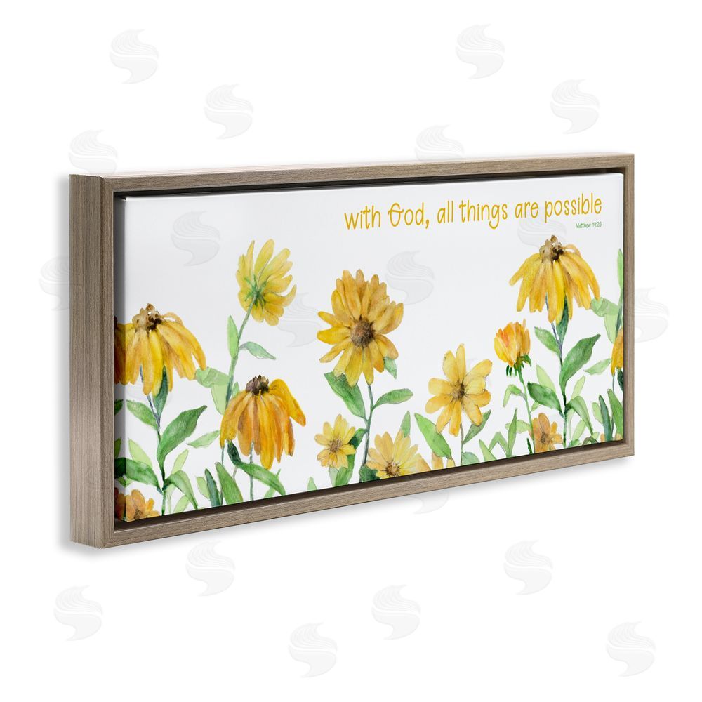 Sundance Graphics With God Proverb & Daisies Brown Floating Frame Canvas Wall Art Print
