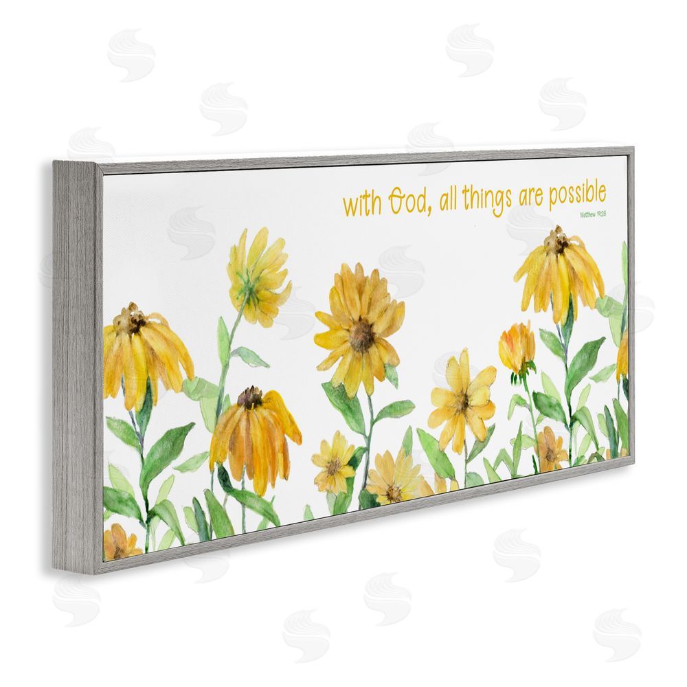 Sundance Graphics With God Proverb & Daisies Gray Framed Giclee Wall Art Print