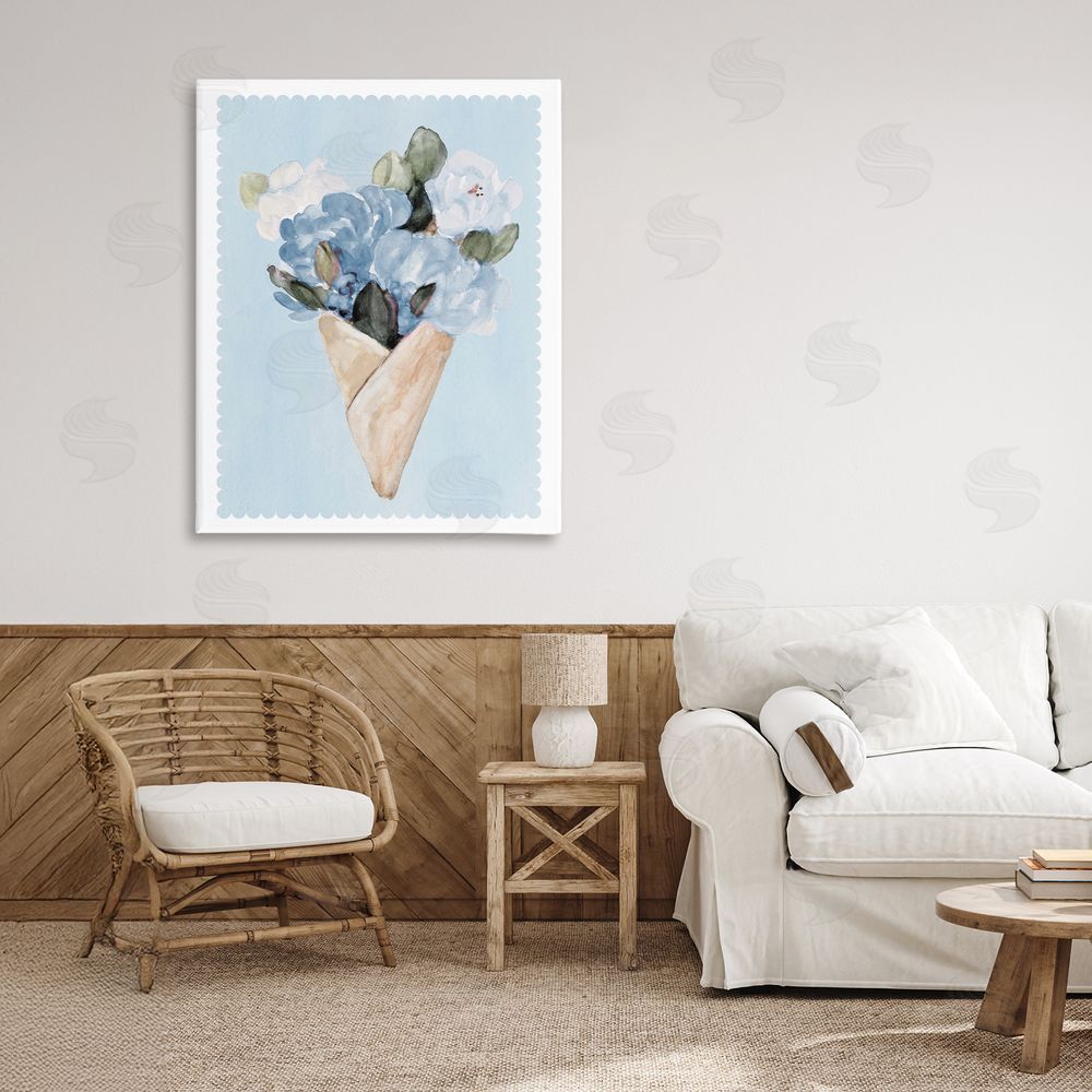 Sundance Graphics Blue Gift Bouquet Canvas Wall Art Print in Room