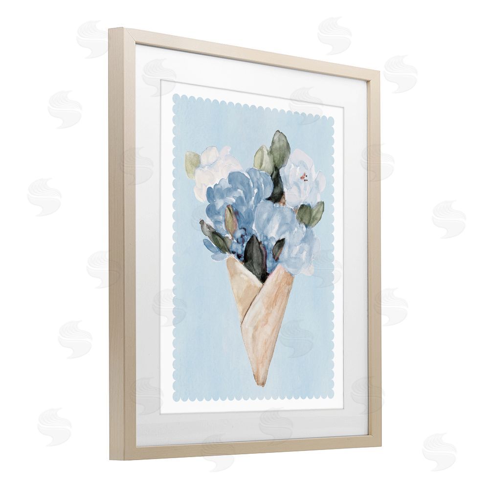 Sundance Graphics Blue Gift Bouquet Birch Framed Print Under Glass Wall Art