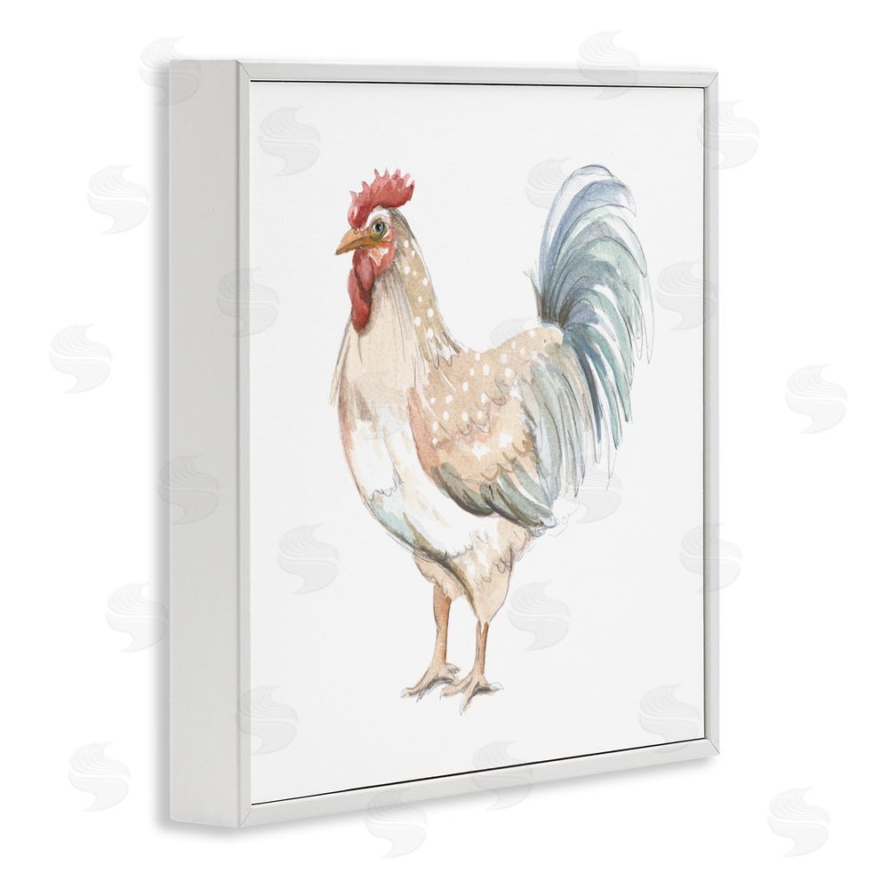 Sundance Graphics Watercolor Rooster Sketch White Framed Giclee Wall Art Print