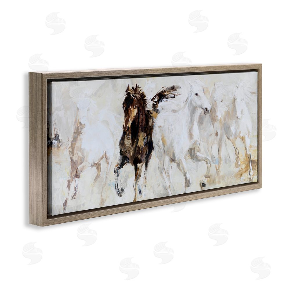 Sundance Graphics Dancing Horses Abstract Scene Brown Floating Frame Canvas Wall Art Print