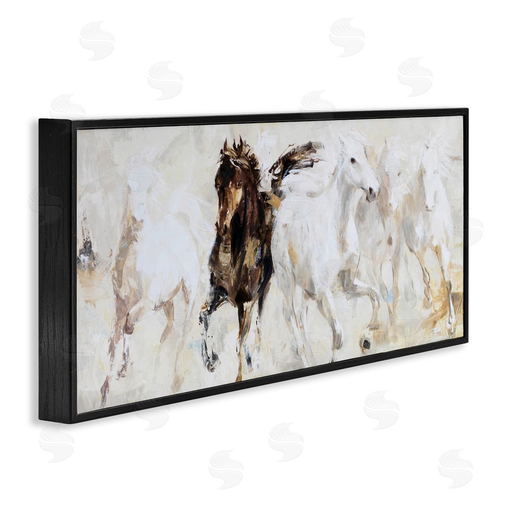Sundance Graphics Dancing Horses Abstract Scene Black Framed Giclee Wall Art Print
