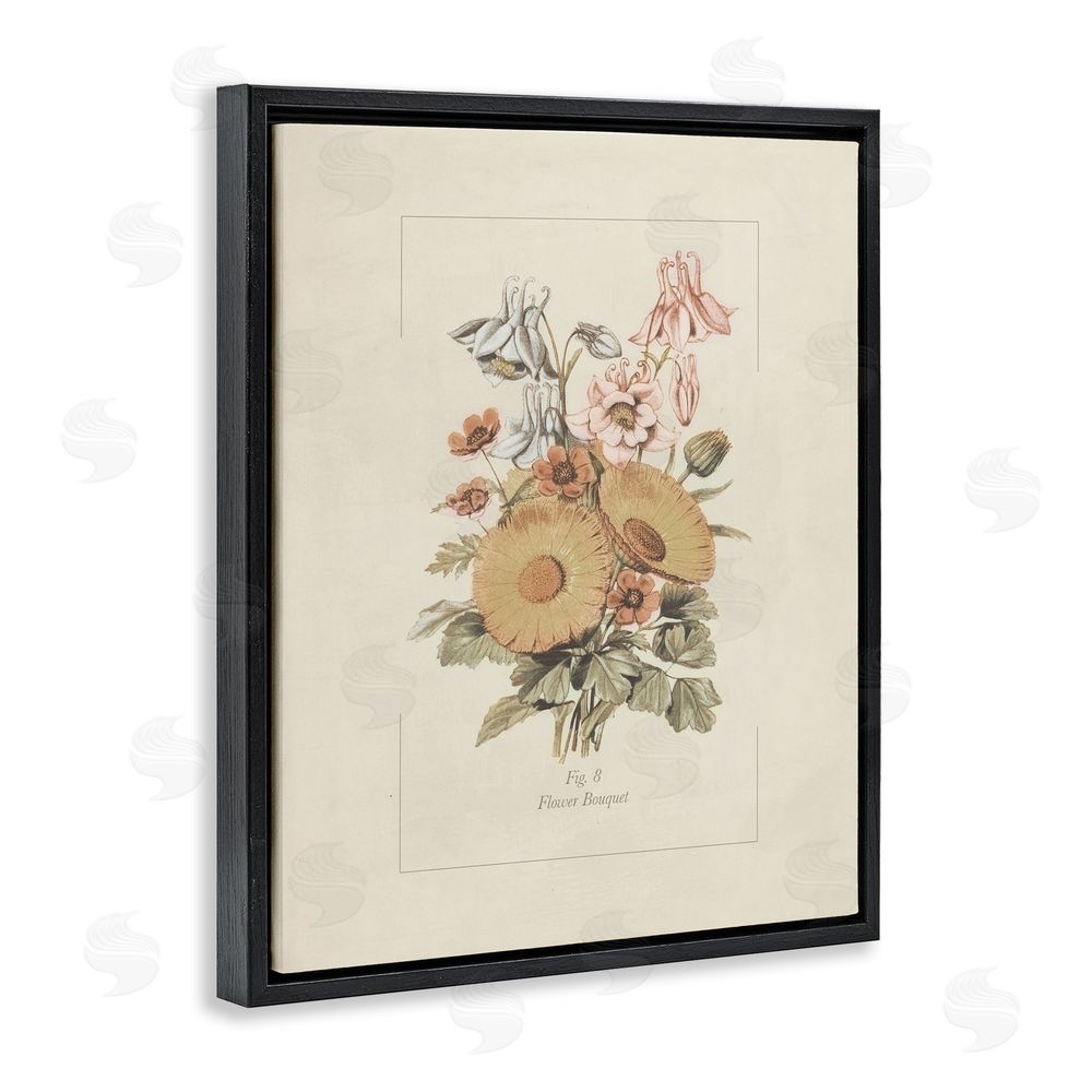 Sundance Graphics Flower Bouquet Vintage Garden Black Floating Frame Canvas Wall Art Print