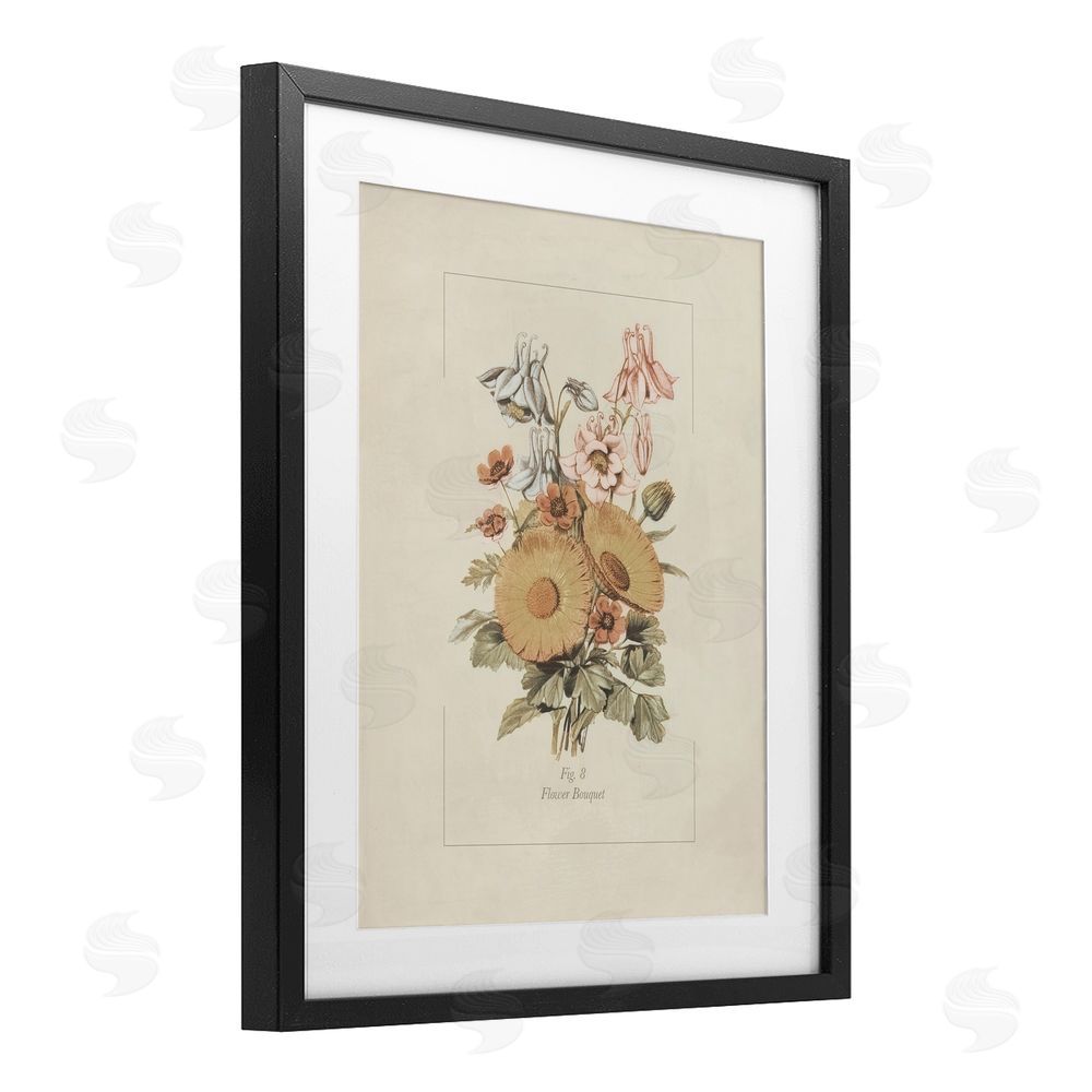 Sundance Graphics Flower Bouquet Vintage Garden Black Framed Print Under Glass Wall Art