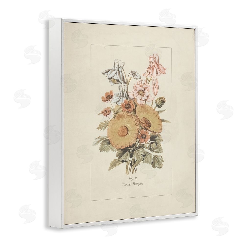 Sundance Graphics Flower Bouquet Vintage Garden White Framed Giclee Wall Art Print