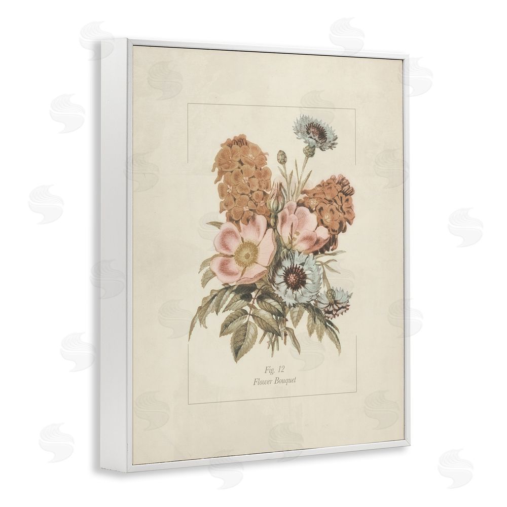 Sundance Graphics Flower Bouquet Vintage Blossoms White Framed Giclee Wall Art Print