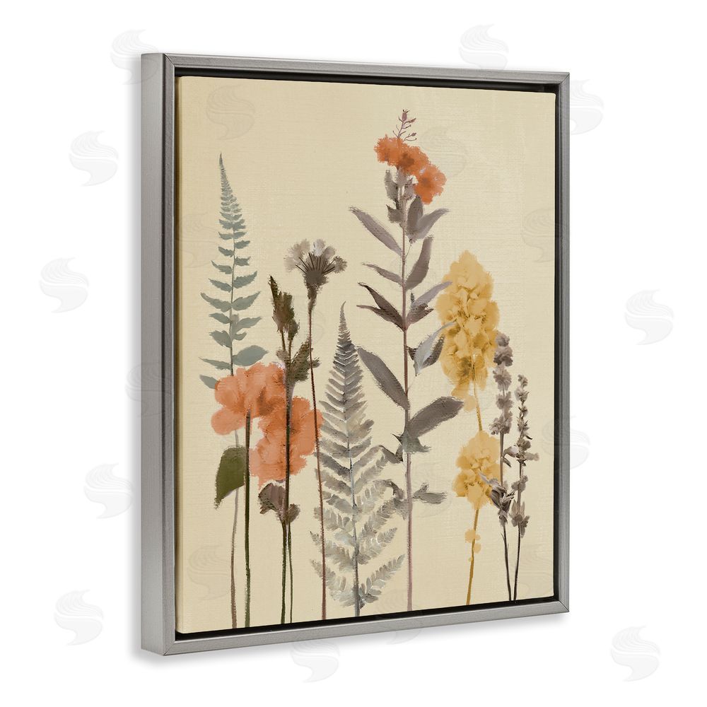 Sundance Graphics Fall Botanicals Fresh Ferns Gray Floating Frame Canvas Wall Art Print