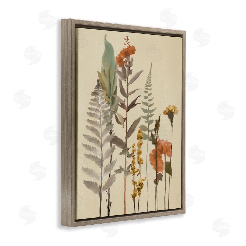 Sundance Graphics Fall Botanicals and Ferns Brown Floating Frame Canvas Wall Art Print