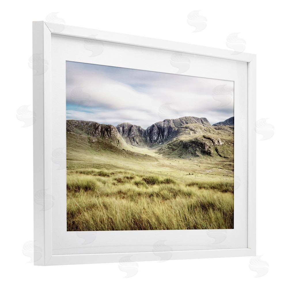 Sundance Graphics Irish Countryside Hills White Framed Print Under Glass Wall Art