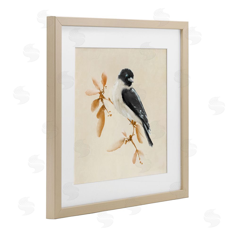 Sundance Graphics Subtle Watercolor Chickadee Birch Framed Print Under Glass Wall Art