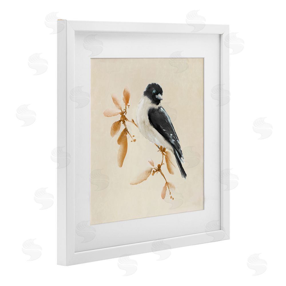 Sundance Graphics Subtle Watercolor Chickadee White Framed Print Under Glass Wall Art