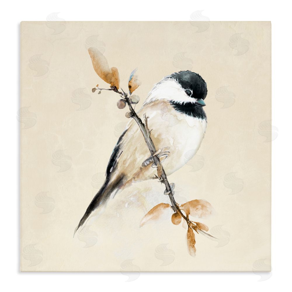 Sundance Graphics Muted Watercolor Chickadee Canvas Wall Art Print