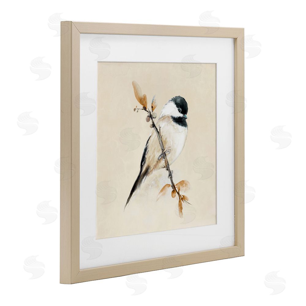 Sundance Graphics Muted Watercolor Chickadee Birch Framed Print Under Glass Wall Art