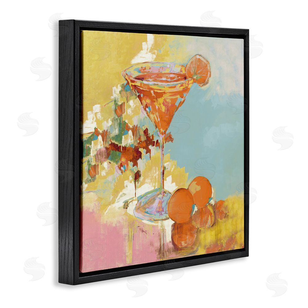 Sundance Graphics Summer Citrus Martini Black Floating Frame Canvas Wall Art Print