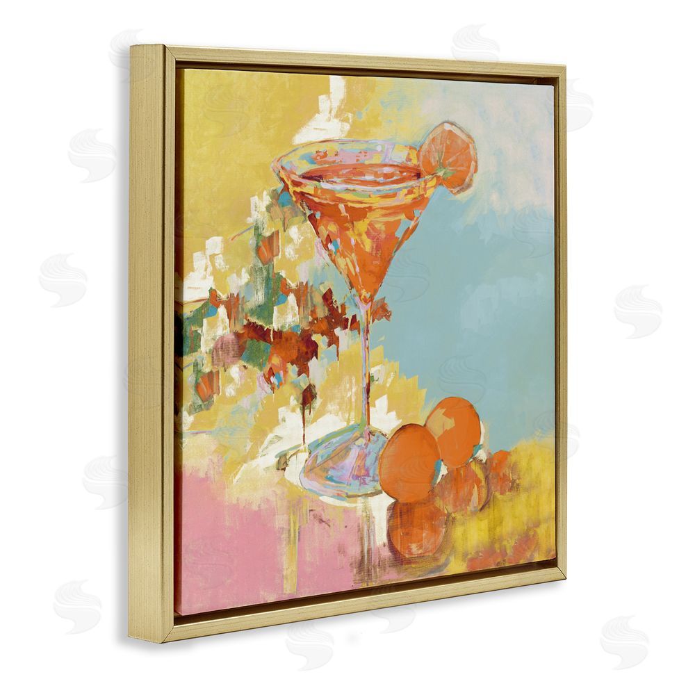 Sundance Graphics Summer Citrus Martini Gold Floating Frame Canvas Wall Art Print
