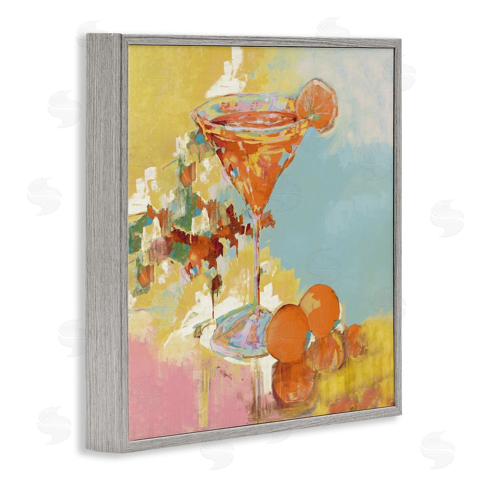Sundance Graphics Summer Citrus Martini Gray Framed Giclee Wall Art Print