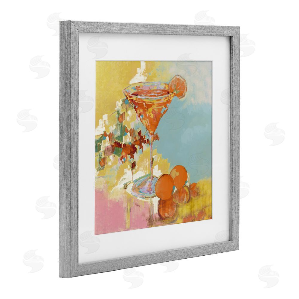 Sundance Graphics Summer Citrus Martini Gray Framed Print Under Glass Wall Art