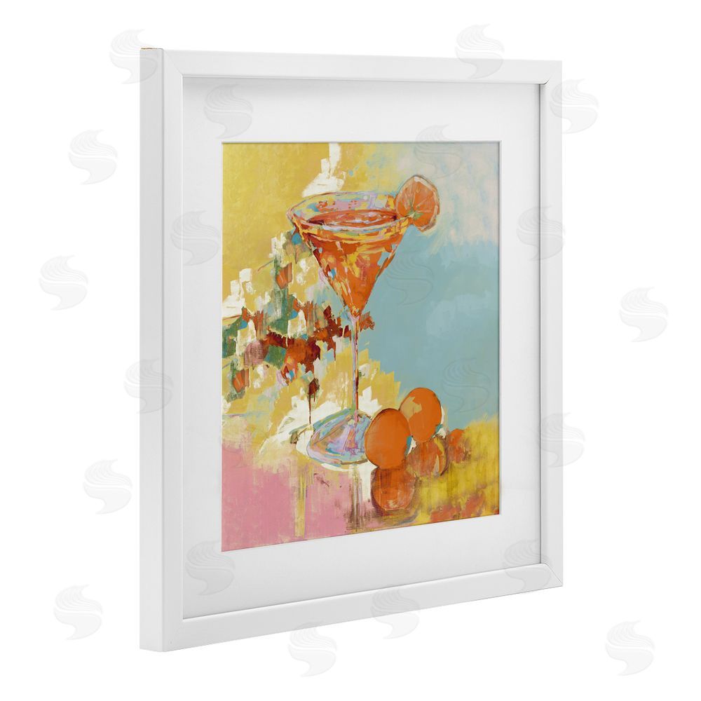 Sundance Graphics Summer Citrus Martini White Framed Print Under Glass Wall Art