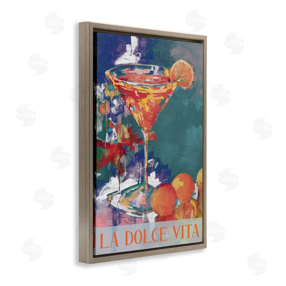 Sundance Graphics Citrus Cocktail on Blue Brown Floating Frame Canvas Wall Art Print