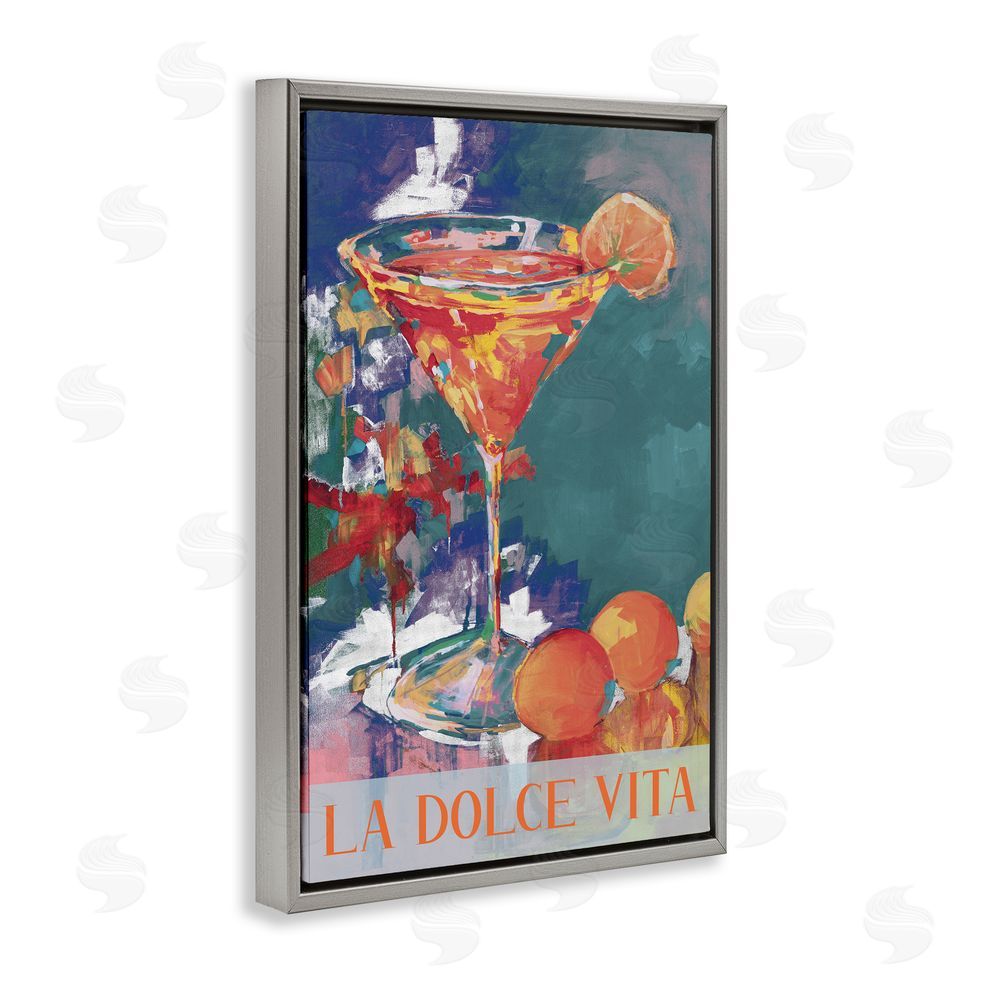 Sundance Graphics Citrus Cocktail on Blue Gray Floating Frame Canvas Wall Art Print