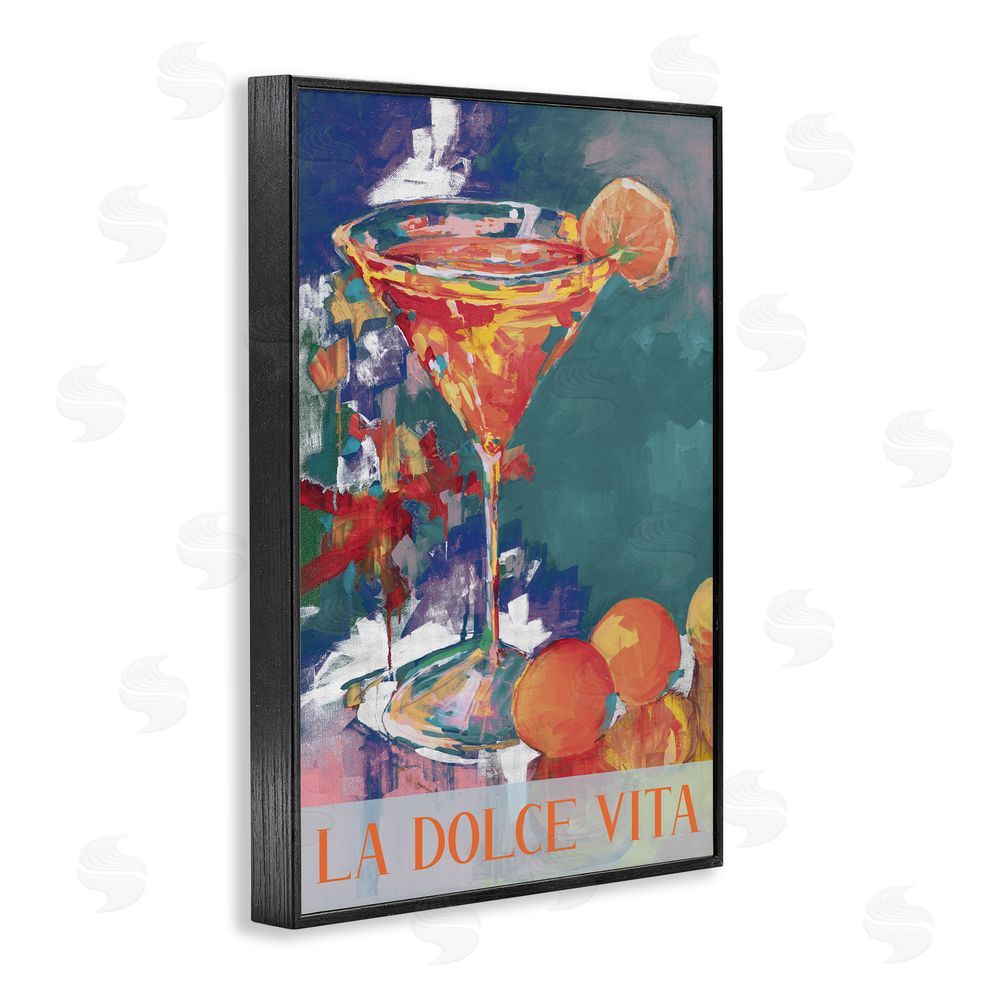 Sundance Graphics Citrus Cocktail on Blue Black Framed Giclee Wall Art Print