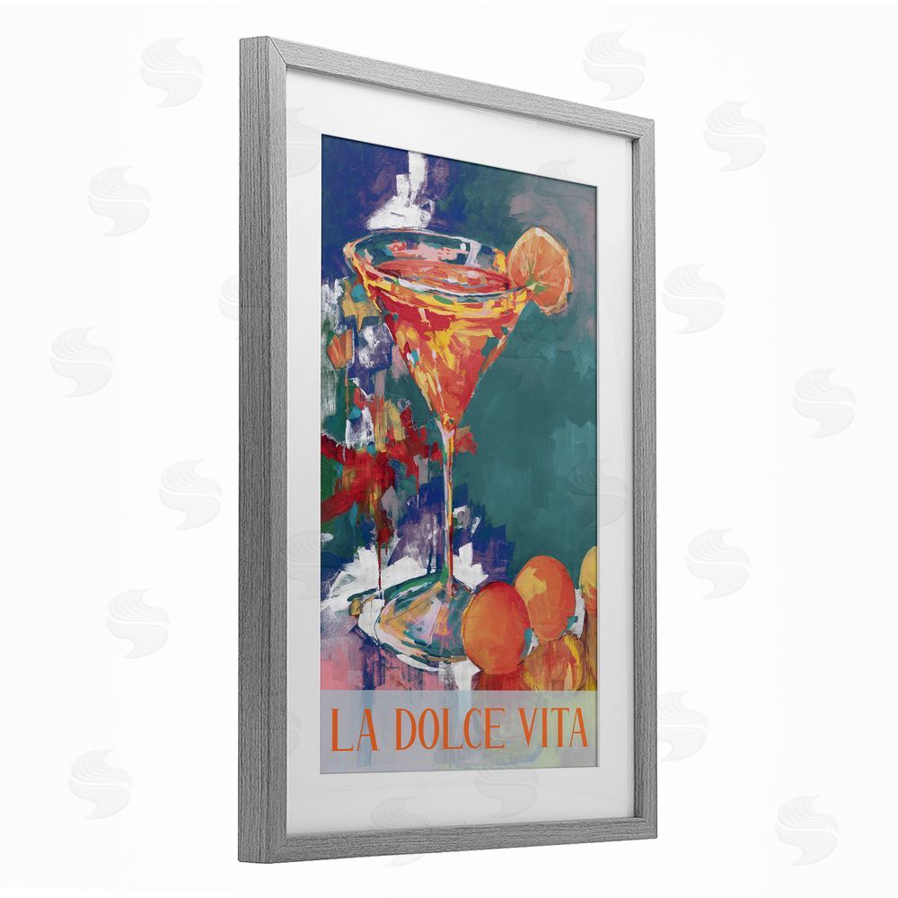 Sundance Graphics Citrus Cocktail on Blue Gray Framed Print Under Glass Wall Art
