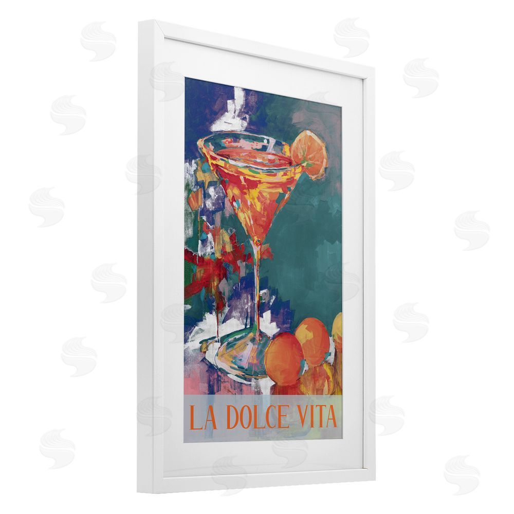 Sundance Graphics Citrus Cocktail on Blue White Framed Print Under Glass Wall Art