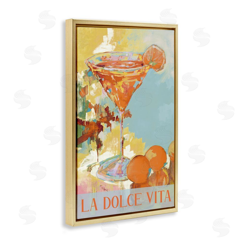 Sundance Graphics La Dolce Vita Citrus Cocktail Gold Floating Frame Canvas Wall Art Print