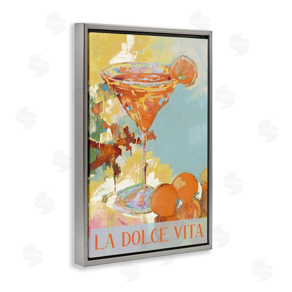 Sundance Graphics La Dolce Vita Citrus Cocktail Gray Floating Frame Canvas Wall Art Print