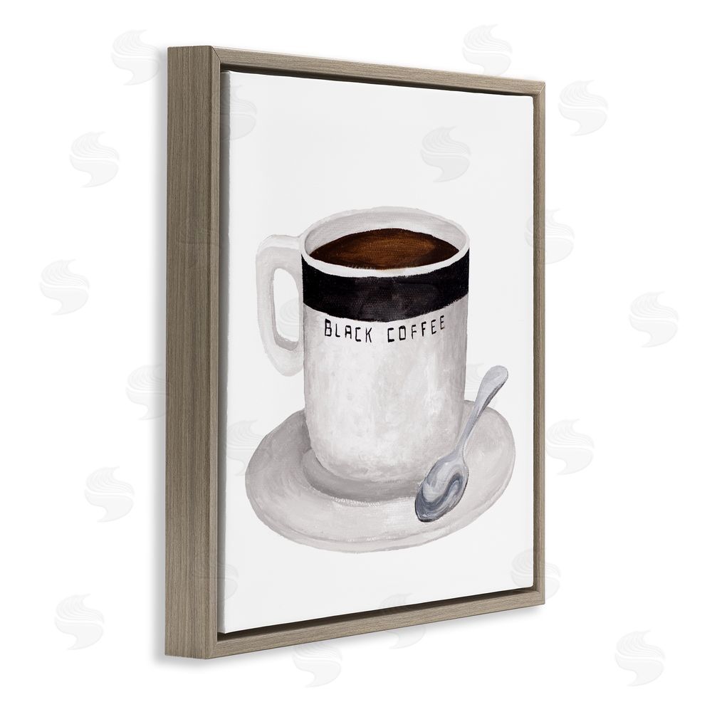 Sundance Graphics Black Coffee Mug Brown Floating Frame Canvas Wall Art Print