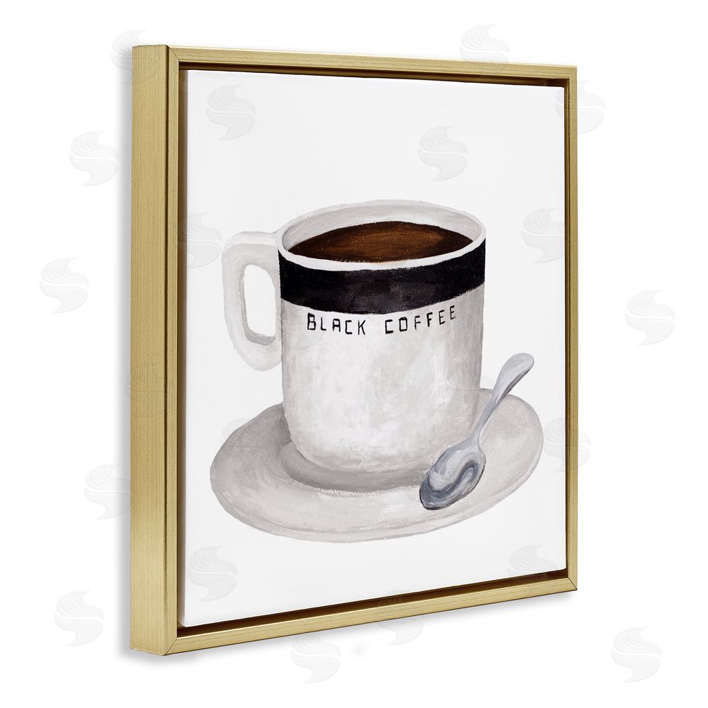 Sundance Graphics Black Coffee Mug Gold Floating Frame Canvas Wall Art Print
