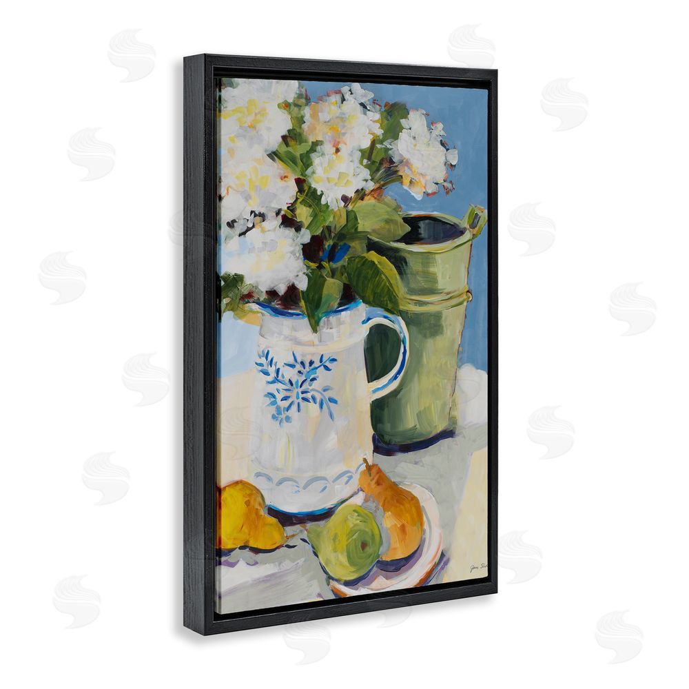 Sundance Graphics Pitcher of Flowers Still Life Black Floating Frame Canvas Wall Art Print