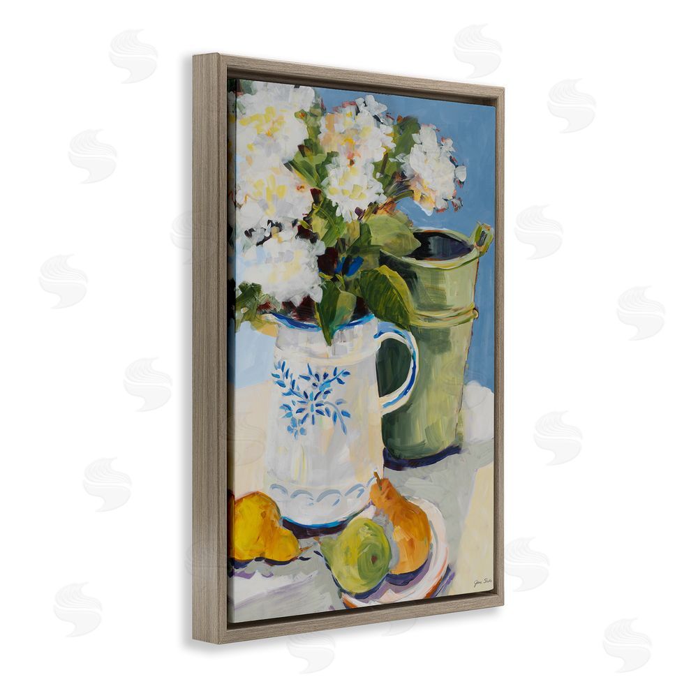 Sundance Graphics Pitcher of Flowers Still Life Brown Floating Frame Canvas Wall Art Print