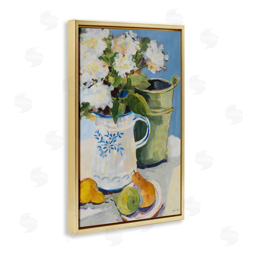 Sundance Graphics Pitcher of Flowers Still Life Gold Floating Frame Canvas Wall Art Print