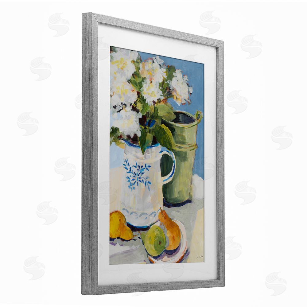 Sundance Graphics Pitcher of Flowers Still Life Gray Framed Print Under Glass Wall Art