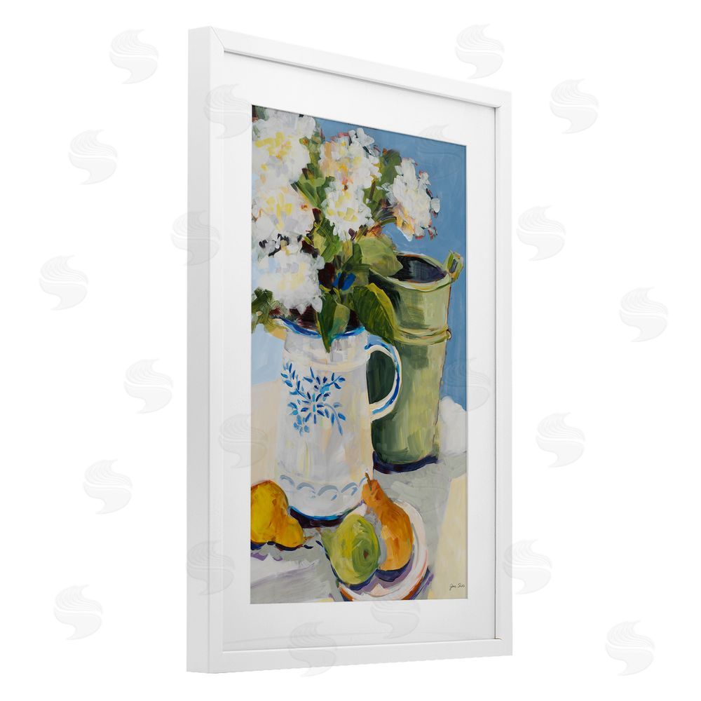 Sundance Graphics Pitcher of Flowers Still Life White Framed Print Under Glass Wall Art