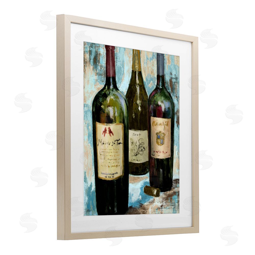 Sundance Graphics Labeled Wine Bottle Trio Birch Framed Print Under Glass Wall Art
