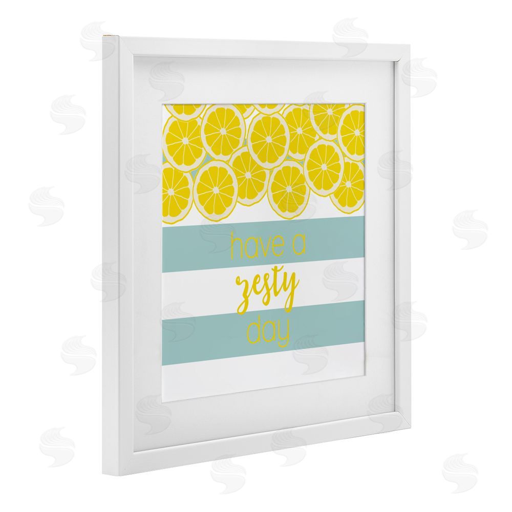 Sundance Graphics Zesty Citrus with Stripes White Framed Print Under Glass Wall Art