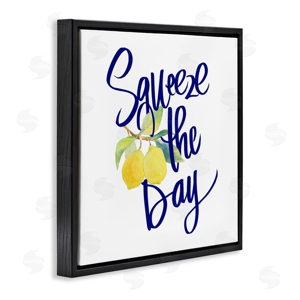 Sundance Graphics Cursive Squeeze The Day Black Floating Frame Canvas Wall Art Print
