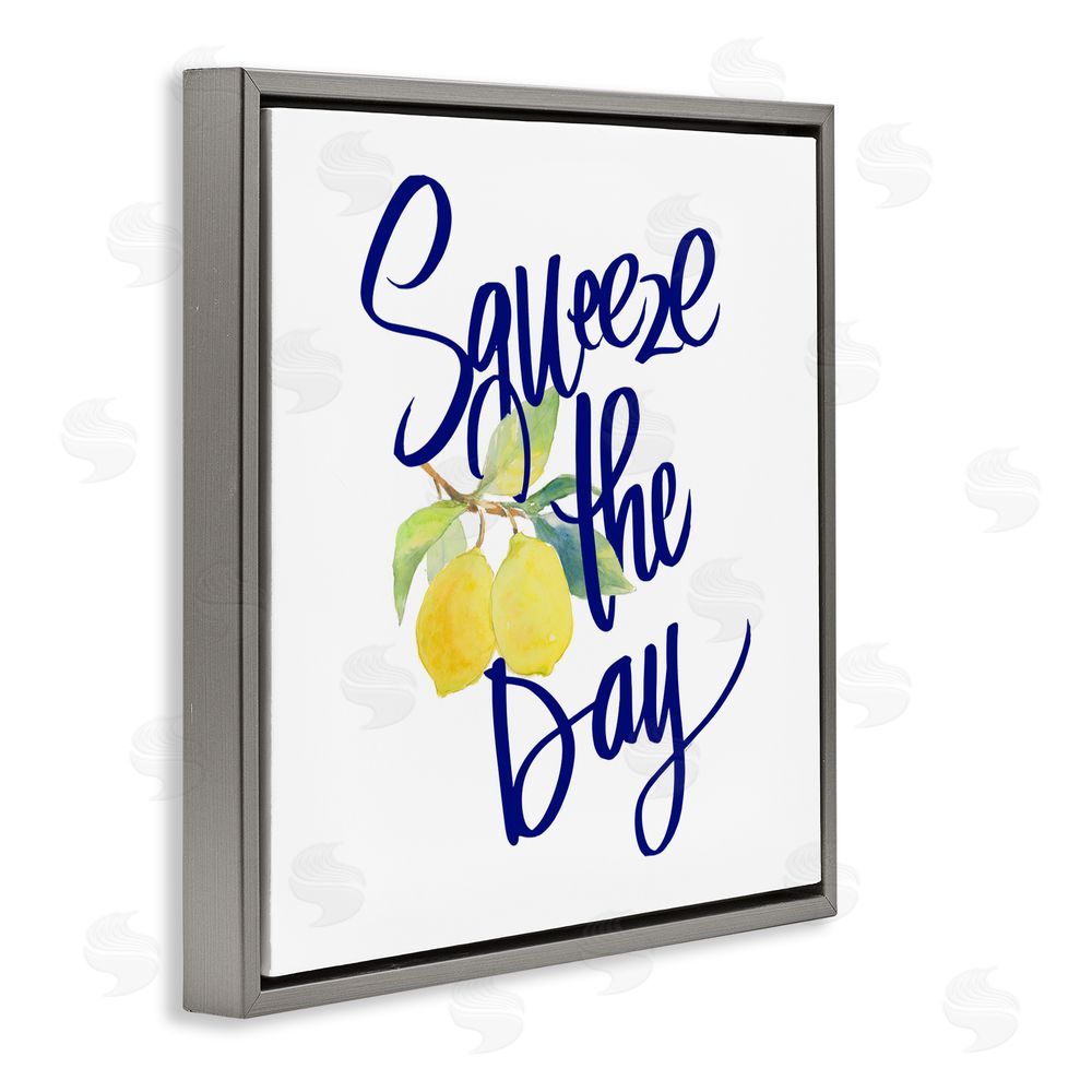 Sundance Graphics Cursive Squeeze The Day Gray Floating Frame Canvas Wall Art Print