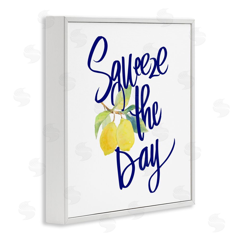 Sundance Graphics Cursive Squeeze The Day White Framed Giclee Wall Art Print