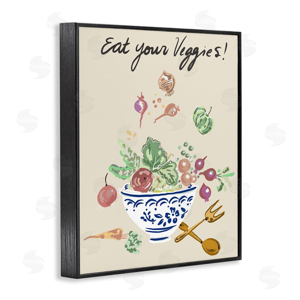Sundance Graphics Eat Your Veggies Bowl Black Framed Giclee Wall Art Print