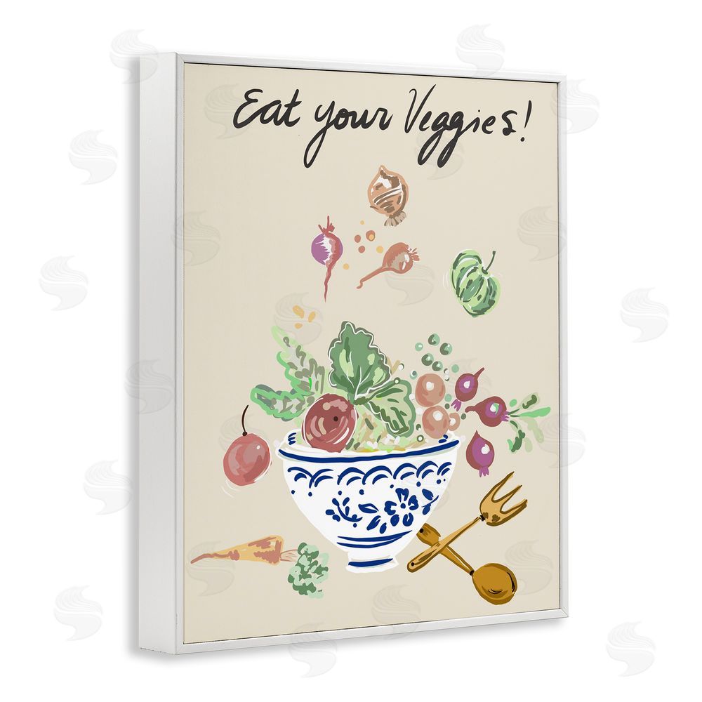 Sundance Graphics Eat Your Veggies Bowl White Framed Giclee Wall Art Print