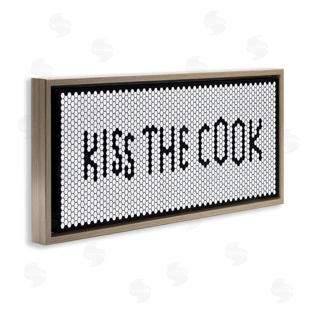 Sundance Graphics Retro Kiss The Cook Brown Floating Frame Canvas Wall Art Print