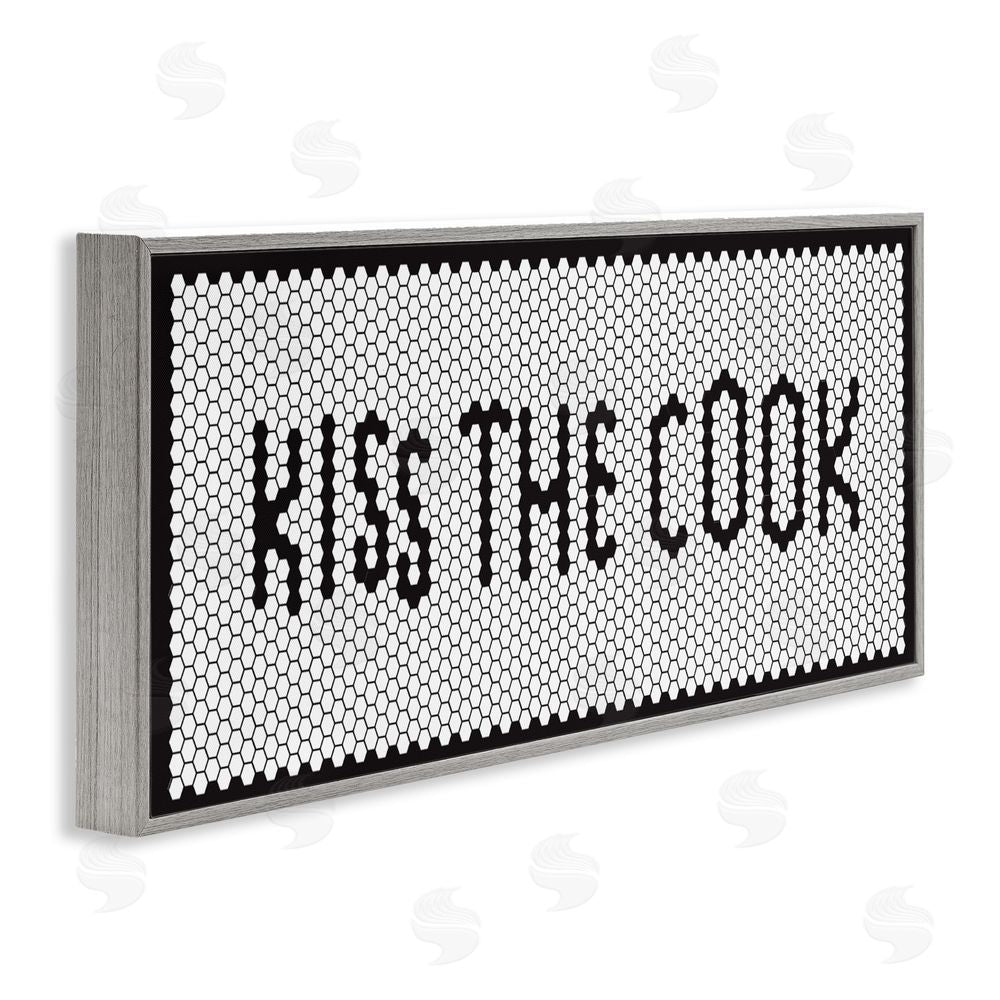 Sundance Graphics Retro Kiss The Cook Gray Framed Giclee Wall Art Print