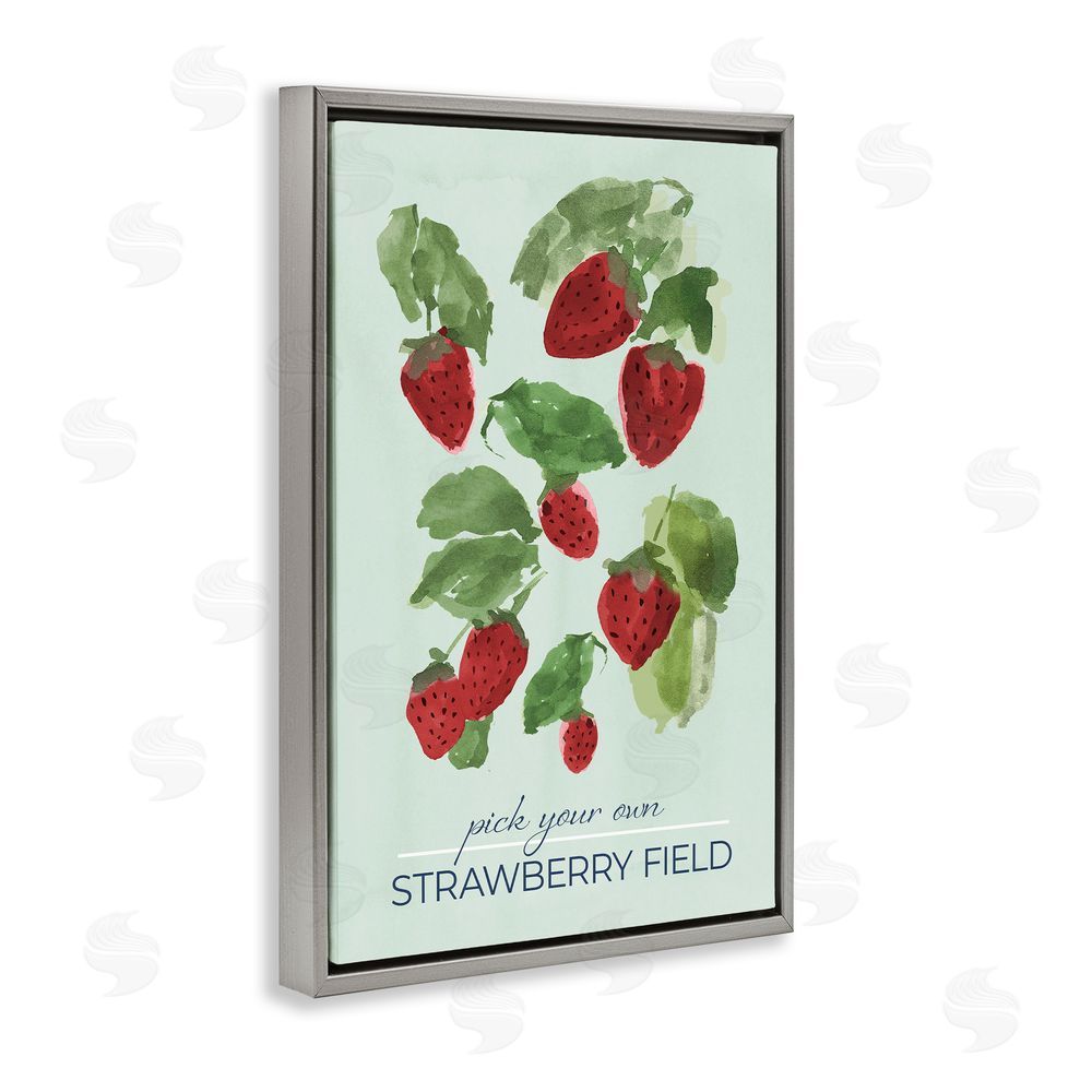 Sundance Graphics Strawberry Field Pick Your Own Gray Floating Frame Canvas Wall Art Print