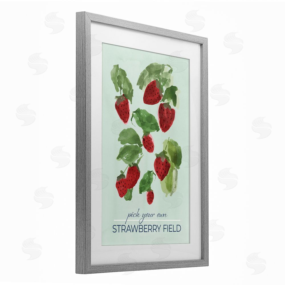 Sundance Graphics Strawberry Field Pick Your Own Gray Framed Print Under Glass Wall Art
