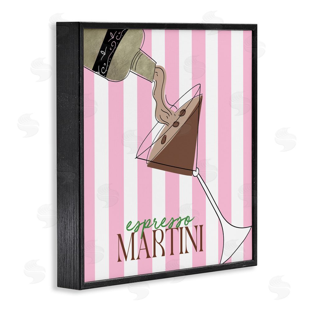 Sundance Graphics Espresso Martini Pink Stripes Black Framed Giclee Wall Art Print