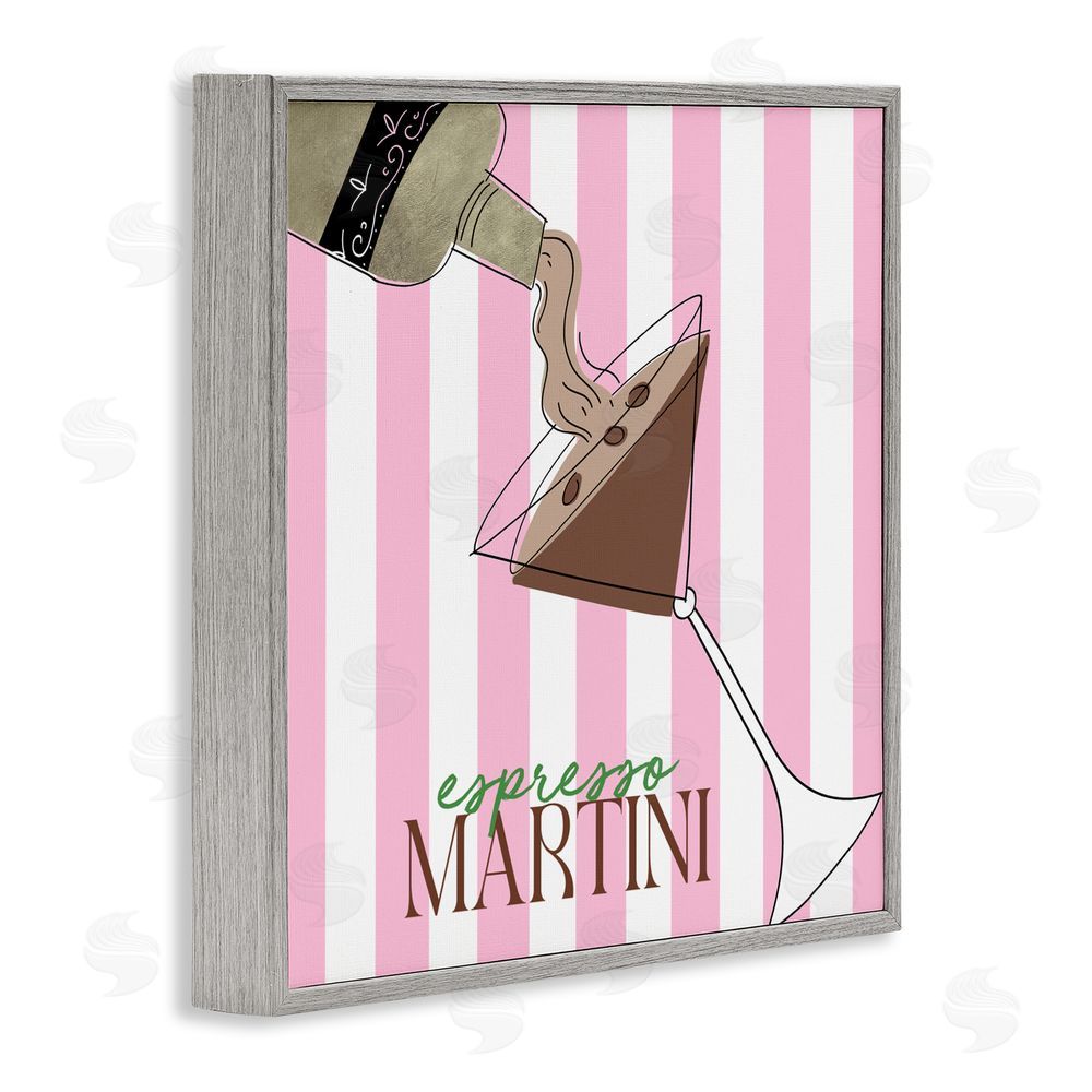 Sundance Graphics Espresso Martini Pink Stripes Gray Framed Giclee Wall Art Print